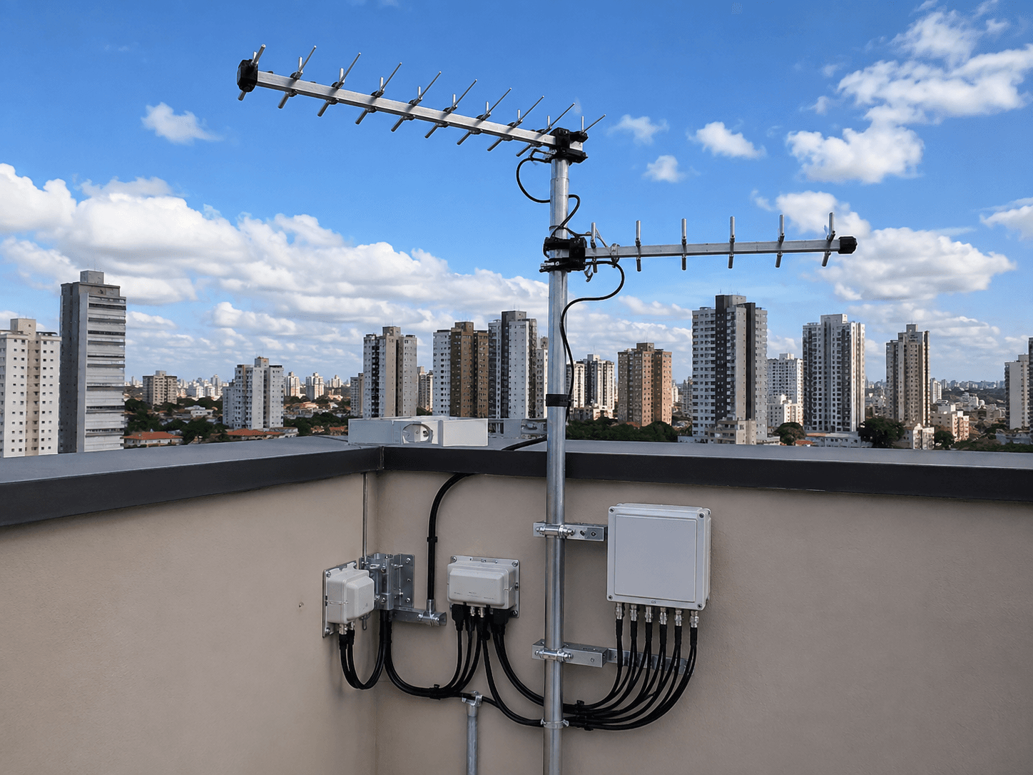 antena coletiva instalada em edifício residencial